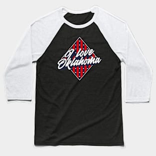 American National Flag I Love Oklahoma - Patriotic Souvenir Baseball T-Shirt